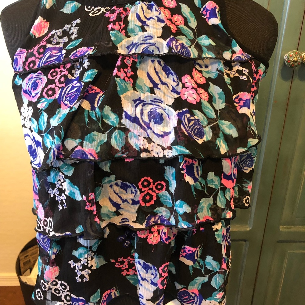 Black flowered shirt
